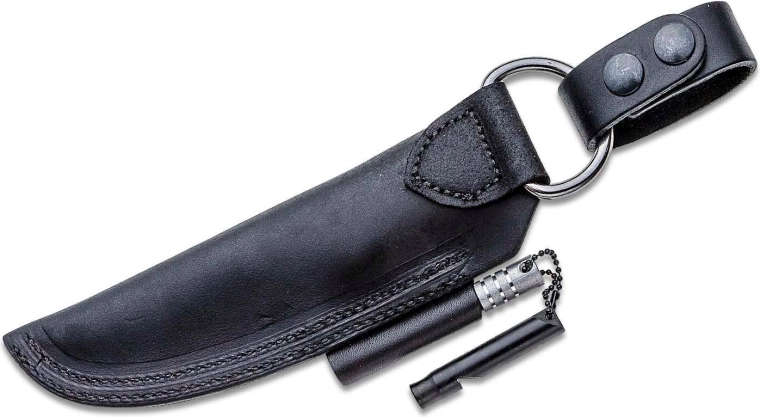 Funda de cuero con pedernal y silbato