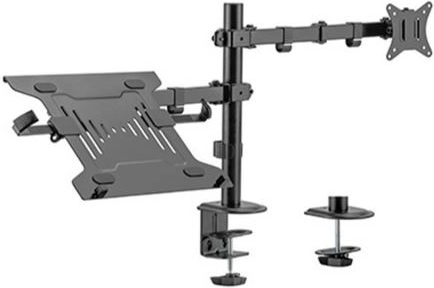 Soporte de escritorio ajustable con brazo para monitor y base para portátil
