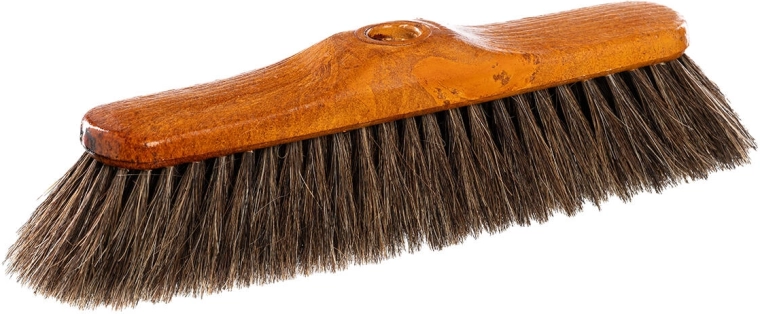 Escoba 28 cm de plástico con imitación madera con crin de caballo pura y rosca gruesa