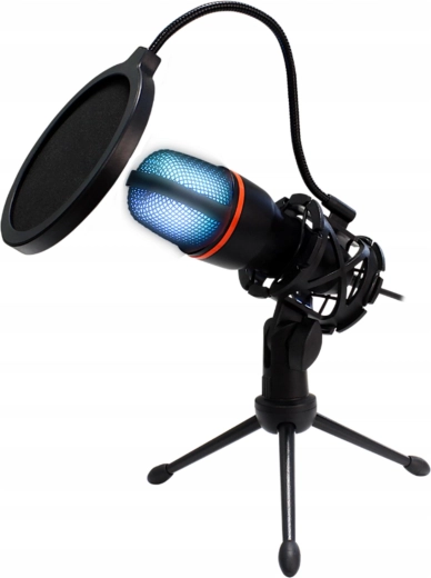 Micrófono de condensador USB de estudio con iluminación RGB