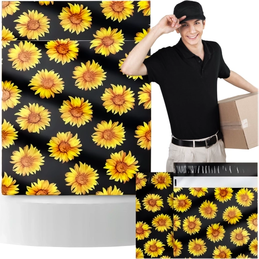 Sobres postales de plástico con girasoles 255 × 370 mm, 50 uds.