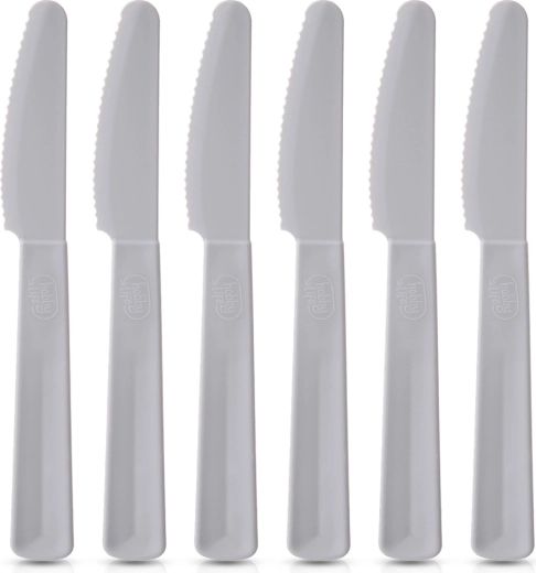 Cuchillos de mesa de plástico SANDY, grises, 6 uds.