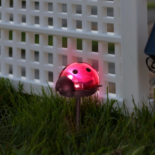 Lámpara LED solar de jardín con forma de mariquita y luz blanca fría - 1 unidad