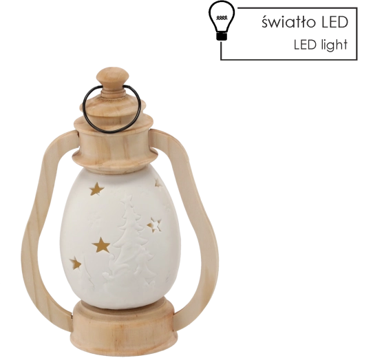 Farol navideño de cerámica con iluminación LED 14,2 × 9 × 20 cm