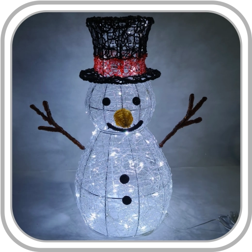 Decoración navideña LED con forma de muñeco de nieve y luz blanca fría