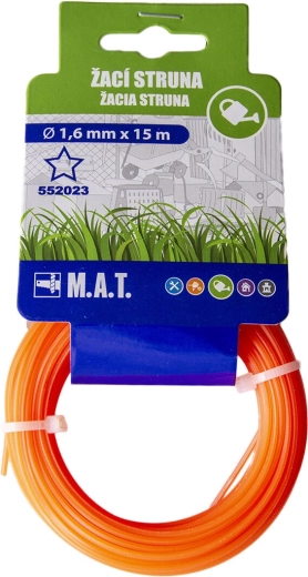 Hilo de nailon para desbrozadora, perfil en estrella 1,6 mm, 15 m, naranja oscuro