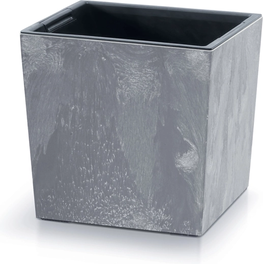 Maceta URBI Square Low con efecto de hormigón, inserto 24 cm, marengo