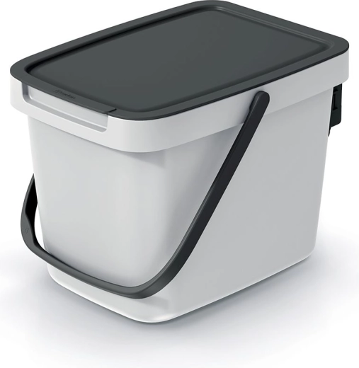 Papelera Systema Q Collect 6 l color ceniza con tapa negra
