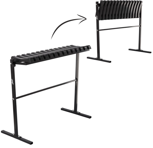 Banco plegable para cementerio de 86 cm con patas de montaje, negro