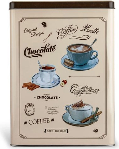 Lata metálica Café du Jour rectangular 18 × 10 × 25 cm