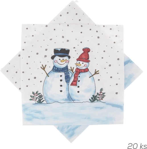 Servilletas de papel con motivo de muñeco de nieve 33 × 33 cm, 20 uds.