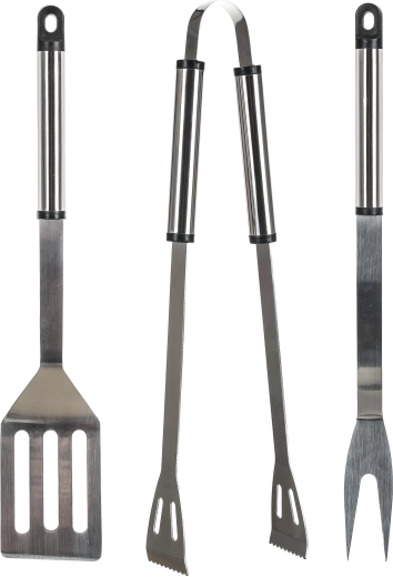Set de utensilios para barbacoa de acero inoxidable, 3 piezas