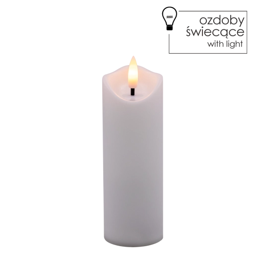 Vela LED blanca 5 × 15 cm con llama parpadeante