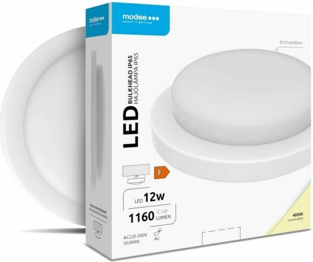 Lámpara LED redonda de pared/techo Modee Bulkhead 12 W 4000 K, blanca
