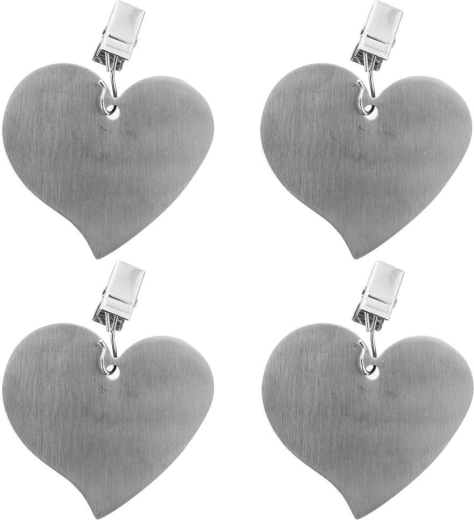 Pinzas de acero para mantel con forma de corazón, juego de 4 uds.
