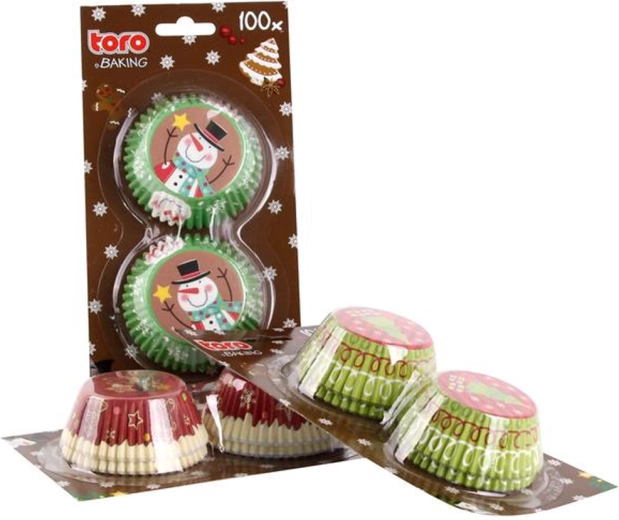 Cápsulas de papel para muffins TORO – navideñas, 100 uds