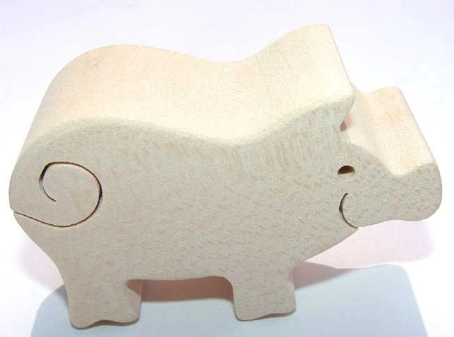 Fauna cerdito de madera de madera maciza