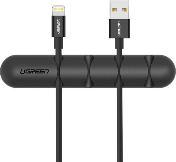 Organizador autoadhesivo Ugreen para 4 cables, negro - 2 unidades