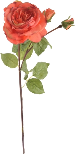 Rosa artificial naranja 52 cm
