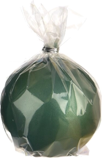 Vela decorativa esférica verde con brillo metálico 8 cm
