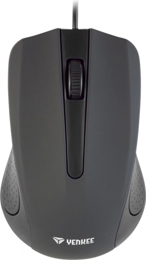 Ratón con cable USB con superficie de goma, 3 botones