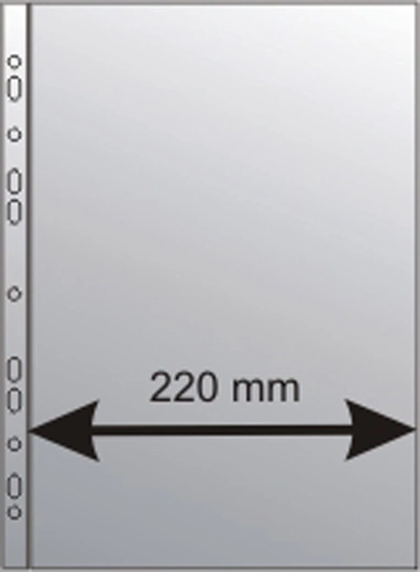 Funda transparente A4 ampliada, 100 micras, granulado, perforación europea