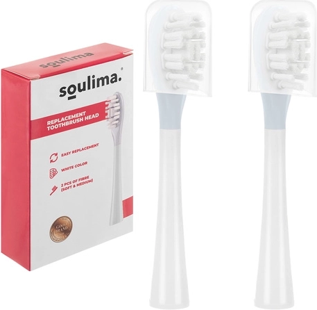 Cabezales de recambio para cepillo sónico SOULIMA X800, blancos, soft + medium, 2 uds