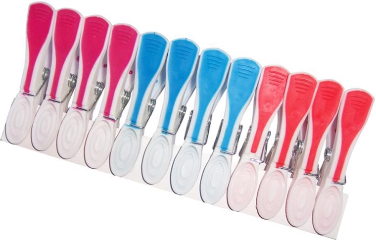 Pinzas de ropa de plástico antideslizantes, 12 uds
