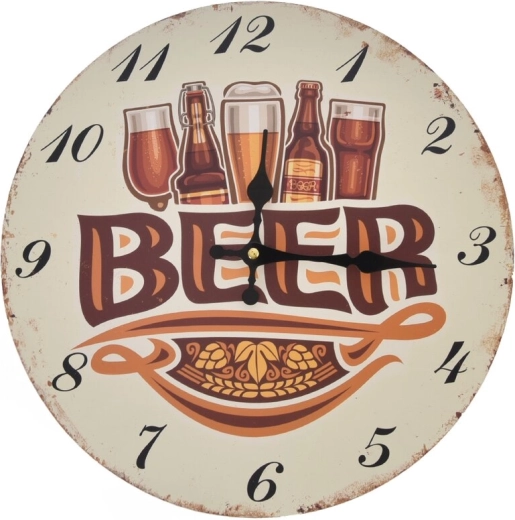 Reloj de pared de madera Beer beige 34 cm