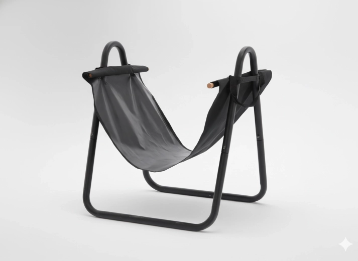 Soporte metálico para leña con bolsa de transporte 40 × 45 × 50 cm