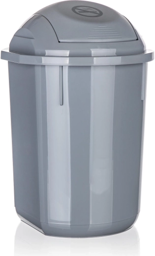 Papelera basculante de 8 l, redonda, plástico gris