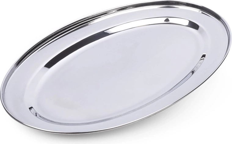Bandeja de servir ovalada de acero inoxidable 39 × 26 cm
