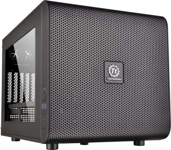 Thermaltake Core V21 Caja micro con ventana, USB 3.0, ventilador de 200 mm, negra