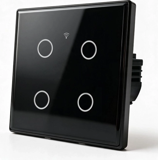 Interruptor de luz inteligente táctil de pared Wi‑Fi de 4 canales con temporizador - 1 pieza