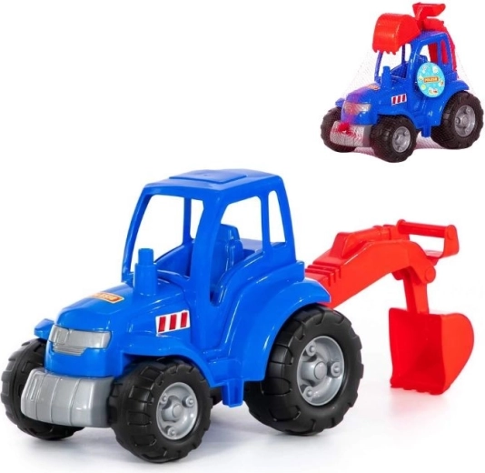 Tractor de plástico con pala excavadora – azul