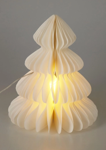 árbol de papel iluminado con temporizador 28 cm, blanco cálido