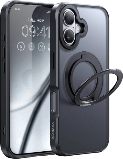 Funda McDodo MagSafe con soporte para iPhone 16 negra
