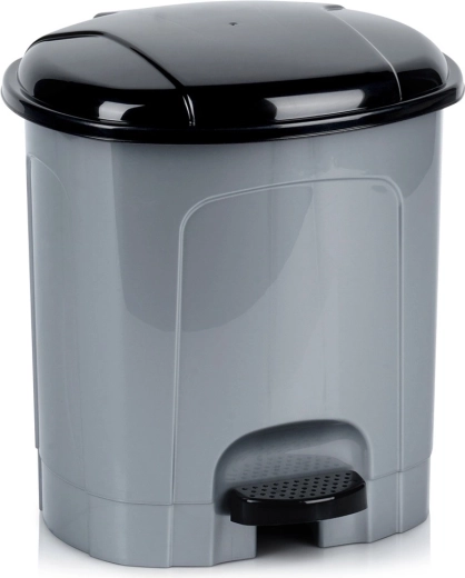 Cubo de basura de plástico con pedal 5,5 l gris
