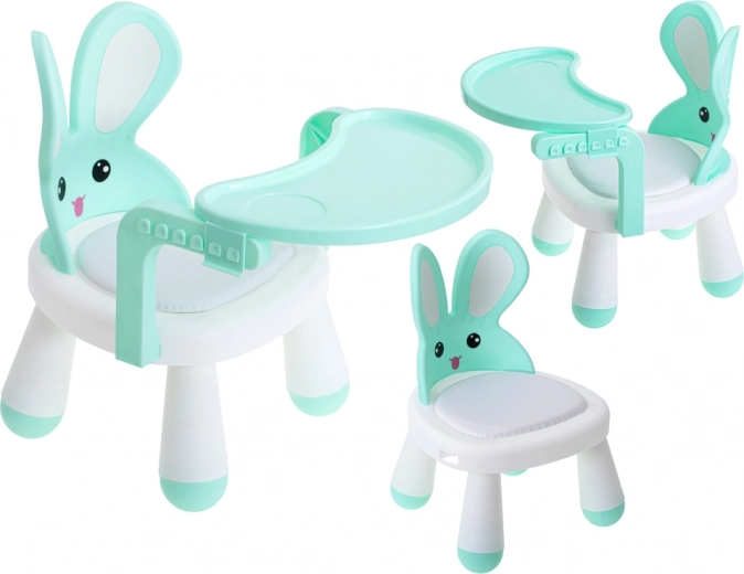 Sillita infantil para comer y jugar con forma de conejito – menta