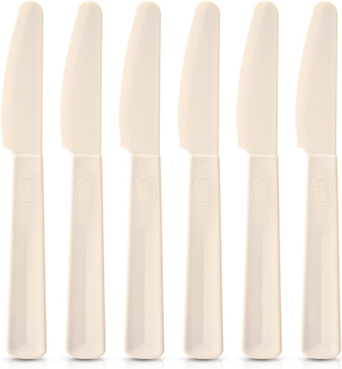 Cuchillos de mesa de plástico color crema SANDY, 6 uds