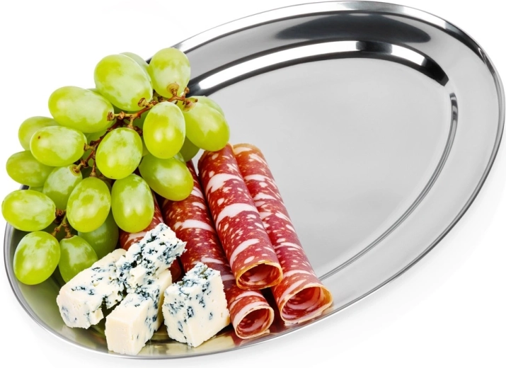 Bandeja de servir Vilde ovalada de acero inoxidable 35 × 23 cm
