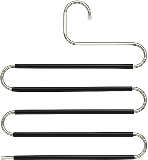 Percha antideslizante para pantalones en forma de S, 5 niveles