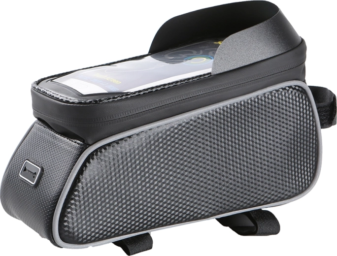 Bolsa de cuadro impermeable Maxlife para bicicleta con soporte para teléfono, negra