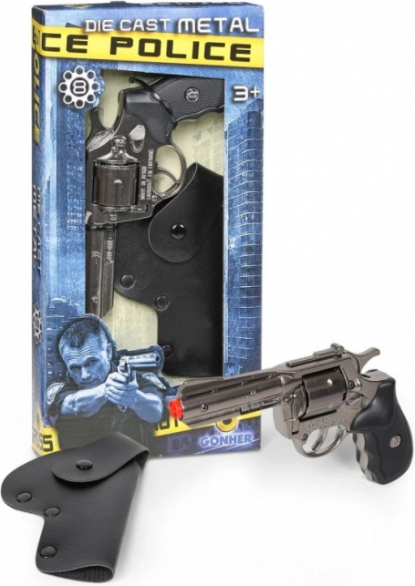Revólver policial metálico con funda Gonher