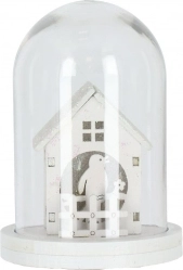 Casita LED navideña en vidrio – blanca