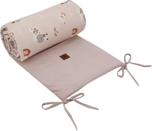 Protector de cuna EKO Velvet My Farm, rosa empolvado 180 × 35 cm