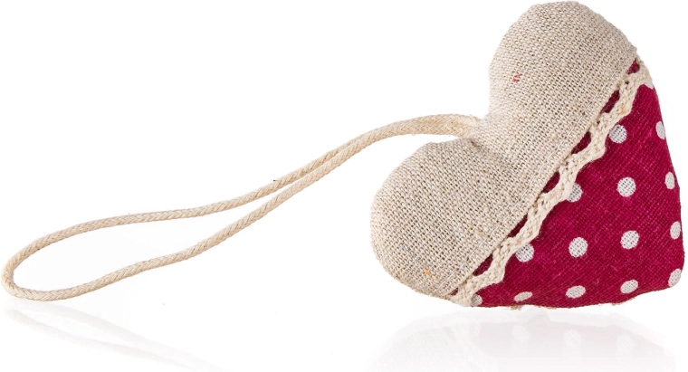 Corazón decorativo de algodón 8 × 7 cm – rojo con lunares