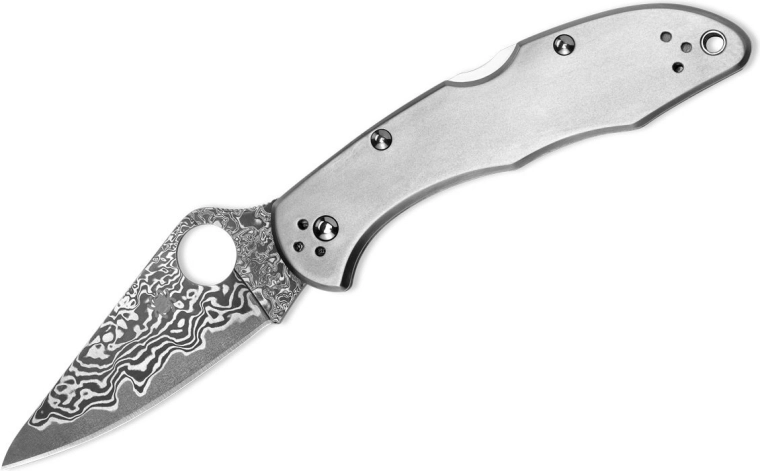 Navaja de bolsillo Spyderco Delica 4 Titanium Damascus 7,4 cm