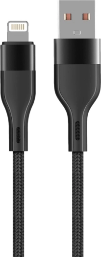Cable USB–Lightning Maxlife 1 m, 2,4 A, nylon negro