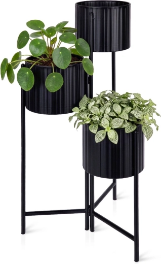 Soporte metálico negro para flores de 3 niveles 39 × 29 × 68 cm